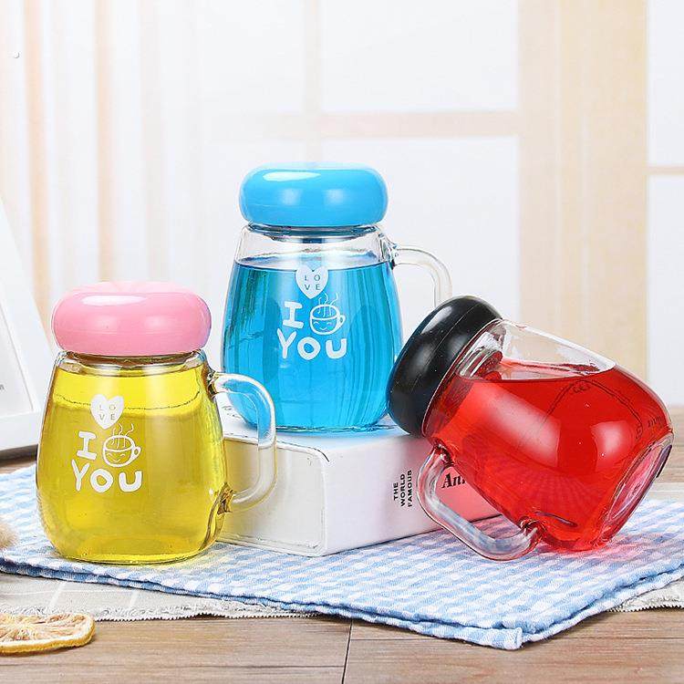 【买一送一共2只】玻璃杯子女办公花茶杯家用水杯女生玻璃杯380m