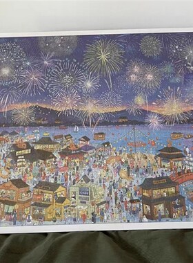 猫的天空2000片花火夜游96*68专用实木铝合金拼图画框白色卡纸