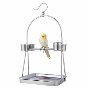 玄风鹦鹉站架不锈钢鸟笼八哥伯劳专用鹦鹉笼用品大全脚链配件站笼