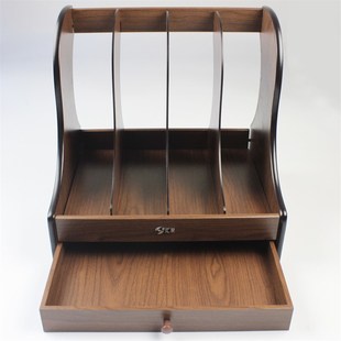 文件架木质多层资料架办公桌面收纳盒文件座抽屉式创意文件框书架