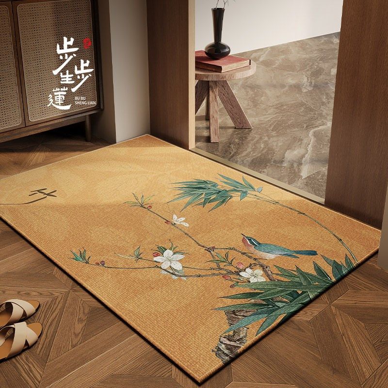 新中式国风竹地垫入户门垫进门高级感地毯入门门口土黄色禅意脚垫,居家布艺,入户地垫,淘宝优惠券,粉丝福利购,淘宝优惠卷