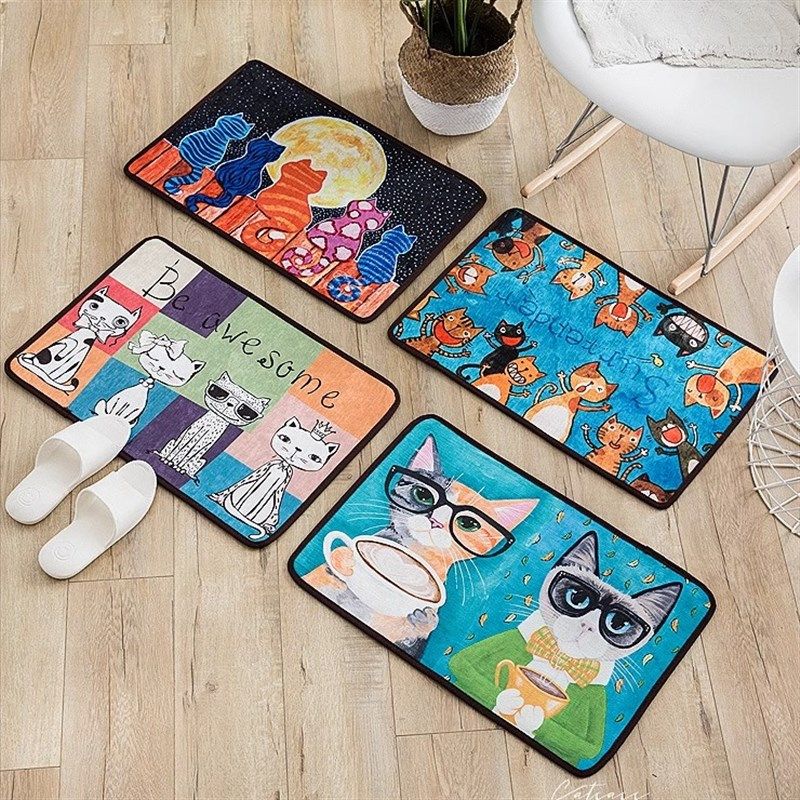卡通猫咪地垫浴室防滑垫地毯门垫进门卧室卫生间家用门口吸水脚垫,居家布艺,入户地垫,淘宝优惠券,粉丝福利购,淘宝优惠卷