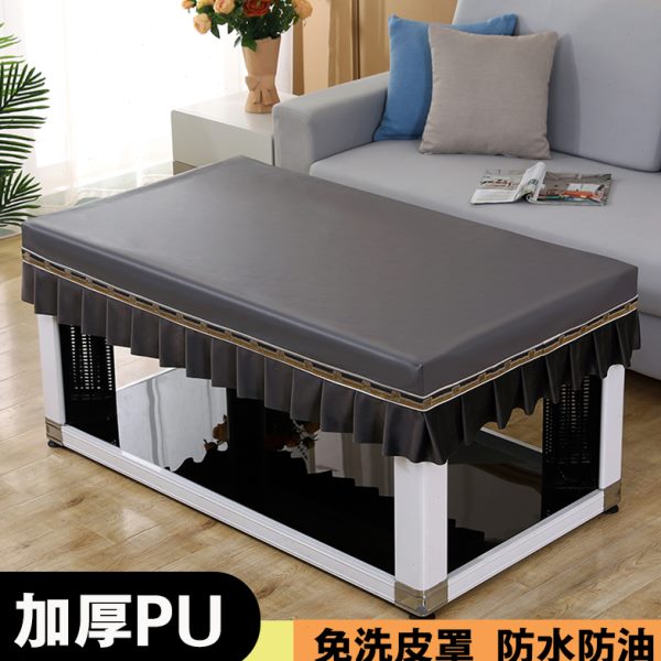 PU防水皮罩长方形茶几电炉烤火桌布套免洗加厚防水防油防尘可定做