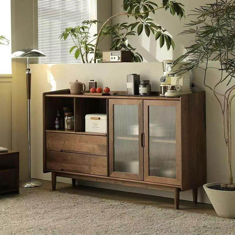 中古风实木餐边柜客厅靠墙储物柜收纳柜家用一体茶水柜泉林木作