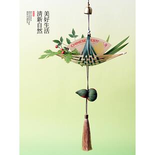 自然造物乌篷船竹编香囊门挂diy手工挂件香包风铃装饰文创礼物