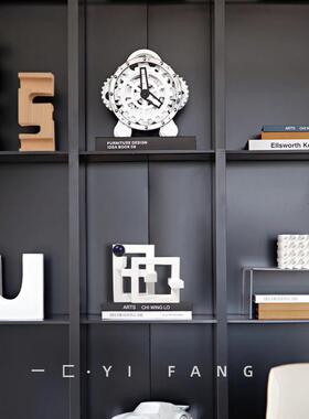 一匚 样板间轻奢机械时钟陶瓷摆件搭配 售楼部书房书架桌面饰品