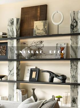 UNUSUAL 极简现代样板间书房书架电视柜长鼻兽花器首饰盒组合摆件