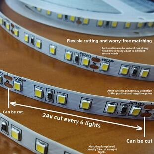 Led低压12V 8mm 2835 120头贴片不防水24V高亮度手机柜台灯箱软光