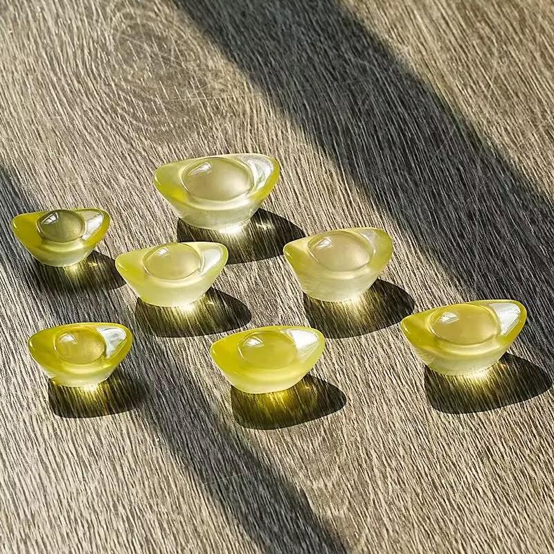 天然黄水晶金元宝摆件小元宝聚宝盆配件客厅装饰品开业乔迁礼品