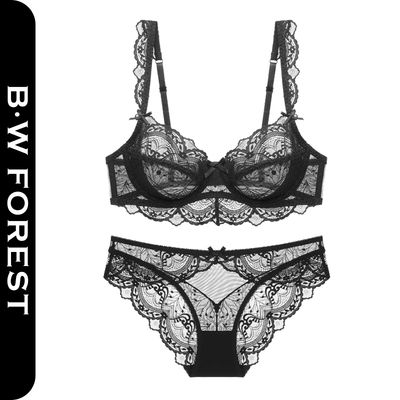 维多利亚蕾丝性感内衣女内裤套装超薄款无痕大胸显小胸罩性感文胸