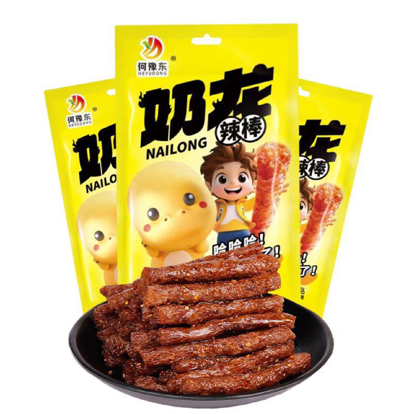 何豫东爆款奶龙辣条解馋网红爆款零食儿时校园怀旧辣片零食批发