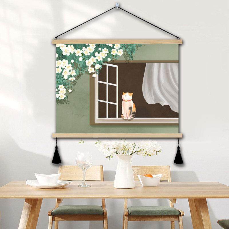 北欧ins小众风治愈慵懒猫咪小清新植物花卉电表箱装饰画餐厅挂画,家居饰品,现代装饰画,淘宝优惠券,粉丝福利购,淘宝优惠卷