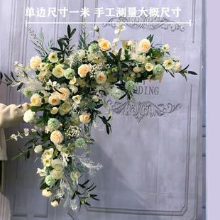 婚庆三角花排结婚拱门花舞台背景迎宾区布置排花仿真绢花花艺 新款