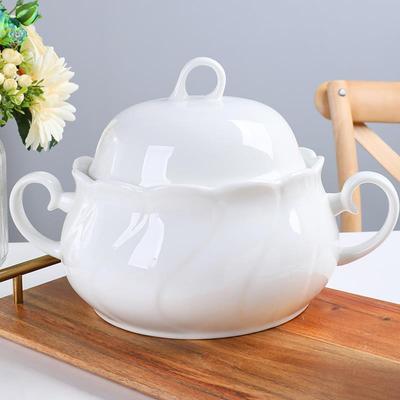 俏宴景德镇骨瓷大汤锅盆汤碗带盖宫廷煲家用纯白陶瓷品锅