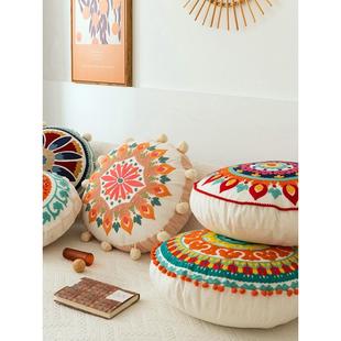 波西米亚民族风格 榻榻米靠垫刺绣蒲团办公靠垫圆枕芯