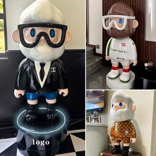 网红农民鲍勃落地式大型装饰品家居客厅商店装饰鲍勃娃娃雕塑玻璃