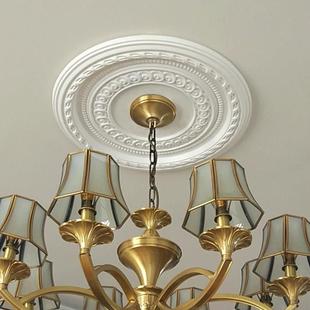 网红欧式灯盘吸顶灯池圆形灯罩天花板线 线孔装饰圆盘雕花造型现