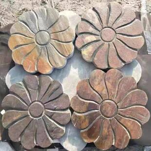 天然青石板踏步花园草坪装饰垫脚石庭院汀步石户外防滑脚踏铺路石