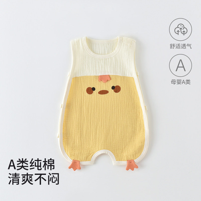 夏季婴儿无袖连体衣纯棉透气夏装