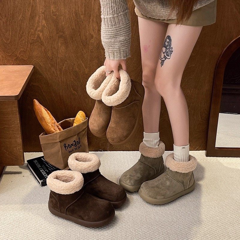 复古羊羔毛加绒保暖舒适雪地靴女2026冬季新款圆头软平底博肯棉鞋,女鞋,时尚雪地靴,淘宝优惠券,粉丝福利购,淘宝优惠卷