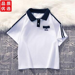 夏季套装女polo学院风校服学生装短袖上衣休闲宽松运动短裤两件套