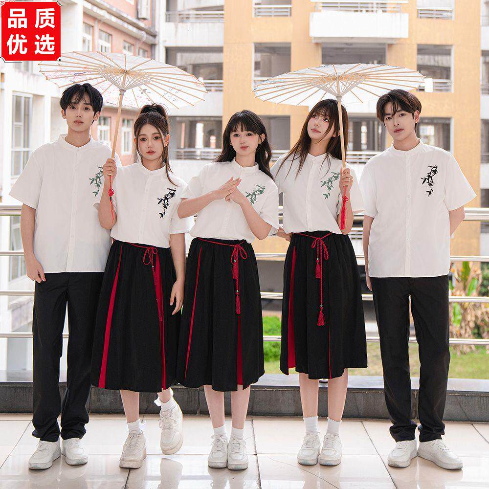 学生演出服文艺复古绣花