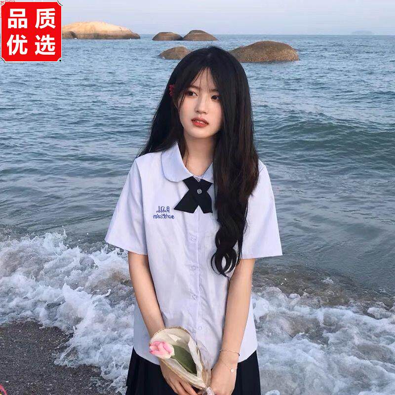 学院风泰国校服JK淡紫短袖学生衬衫初恋百搭圆领娃娃领上衣少女