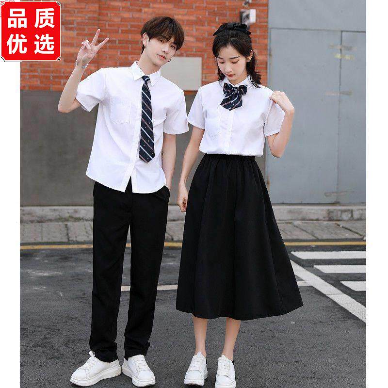 班服学院风夏季套装高中校服初中学生女生毕业照白衬衫制服表演服
