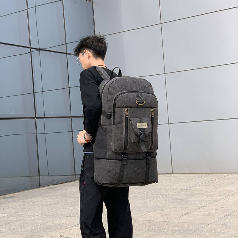 新款100L加高超大容量双肩包加厚帆布打工行李包男女户外旅行背包