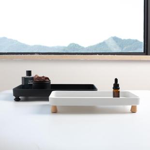 饰品 轻奢创意双脚长方形茶水托盘摆件收纳双茶盘客厅水果盘软装