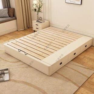 全实木无床头储物床1.5m卧室三抽屉床1.2米榻榻米次卧可定制尺寸