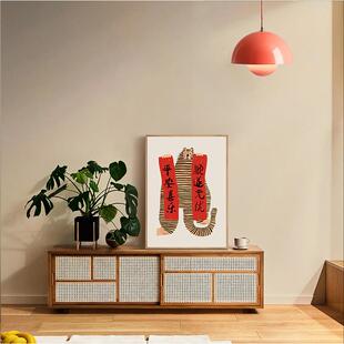 平安喜乐顺遂无忧虎年装饰画 画客厅卧室壁画 画日式原木风挂画