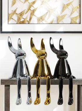 简约轻奢潮兔子客厅桌面电视柜装饰品北欧创意可爱长耳兔软装摆件