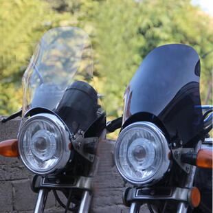 天剑机车前挡风玻璃 挡风板哈雷机车挡风玻璃板 圆灯款改装导流罩