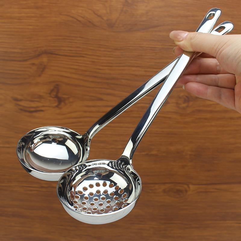 超厚实漂亮火锅汤勺漏勺 18/10不锈钢家用大勺子盛汤勺子桌面分餐