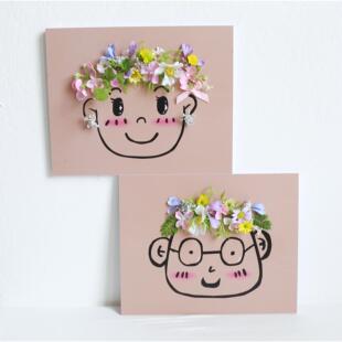 卡通头像粘花造型手拿板子婚纱照小清新拍照道具外景旅拍手举牌子