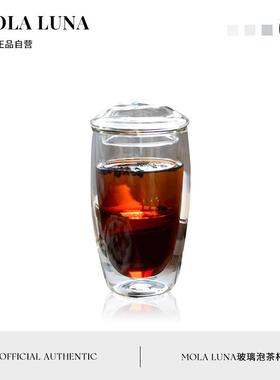MOLA.Tier.杯具家用茶水分离水杯玻璃泡茶杯隔热过滤杯子 | 耐层