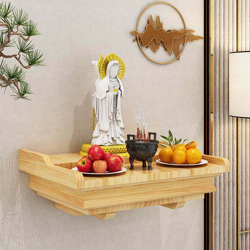 简约实木供台定做家用壁挂式佛龛财神架子佛像底座神龛吊柜佛供桌