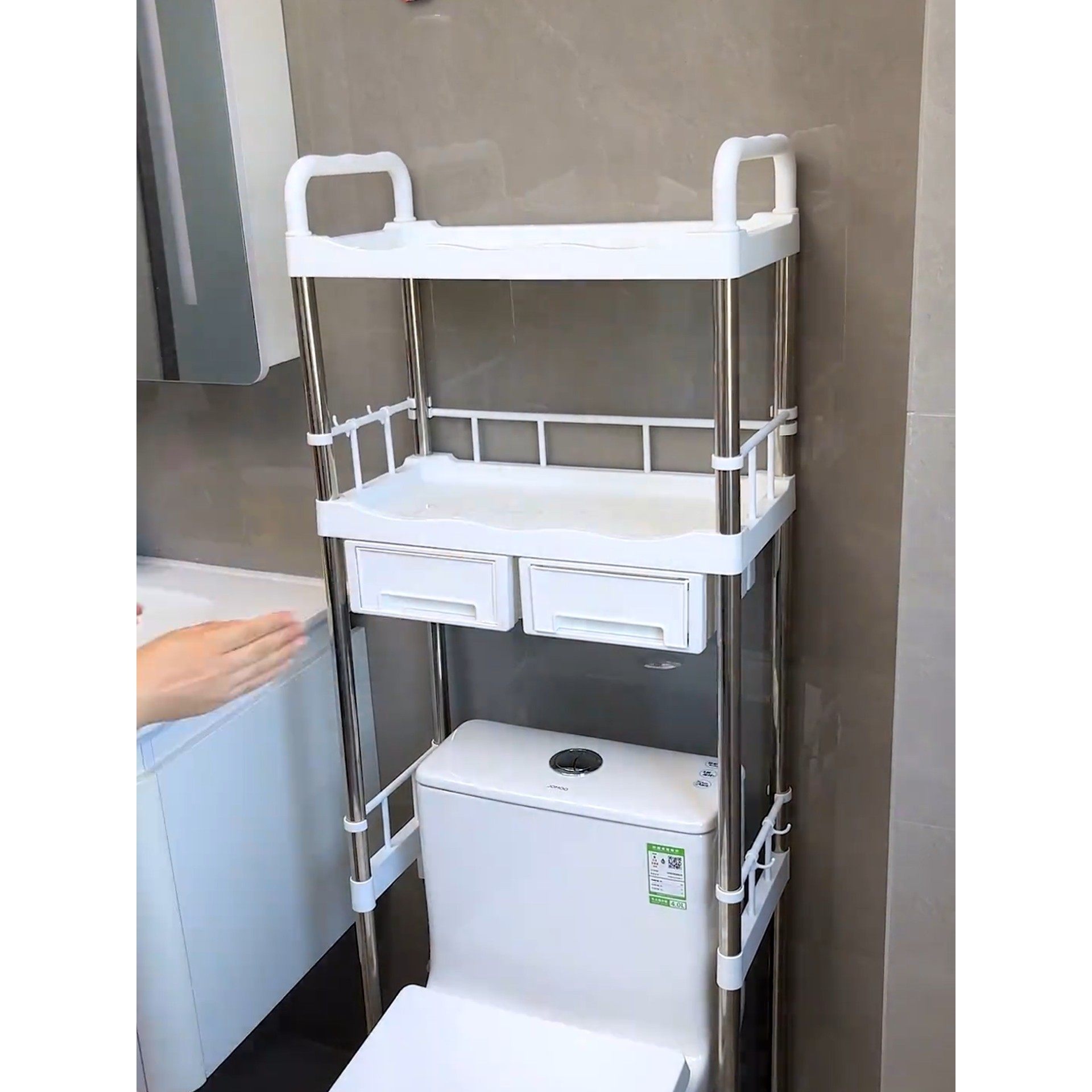 带抽屉卫生间置物架多层洗衣机马桶置物架浴室创意收纳落地式