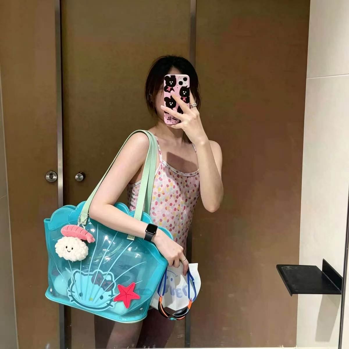 游泳包防水透明贝壳设计大容量女