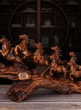 八骏雄风马摆件招财工艺品客厅电视柜摆设办公室桌面装饰开业礼品