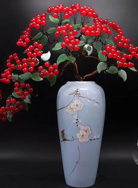 天然紫水晶招财树发财树居家客厅创意装饰品陶瓷摇钱树办公室摆件