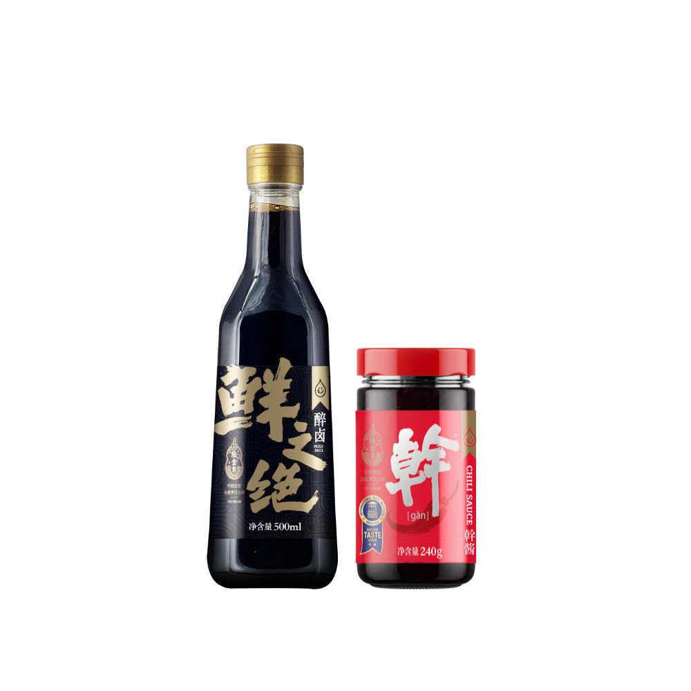 【夏天好味】鲜之绝 0添加金标醉卤一瓶+幹酱一瓶组合 炒菜调料