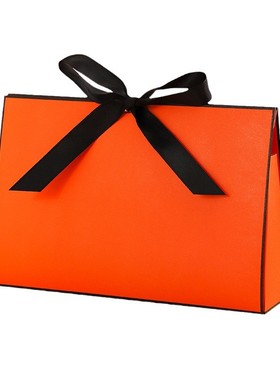 橙色简约丝巾护肤品包装礼品盒礼盒包装盒T恤三角手提轻奢服装