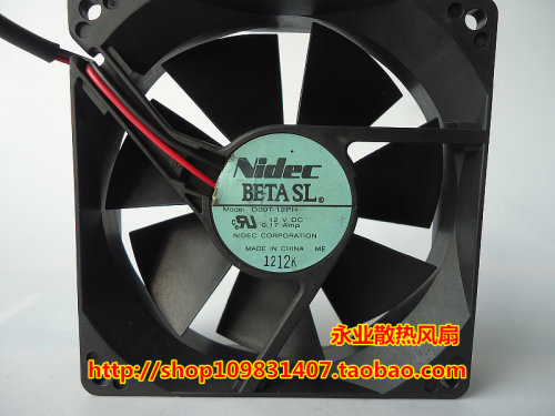 日本Nidec 9225 D09T-12PH 12v 0.17A 9.2CM电源/机箱风扇92*25
