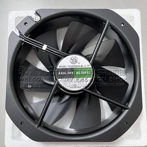 全新TG28080HA6BL-C-7P 380V 120W 28CM全金属机柜冷却散热排风扇