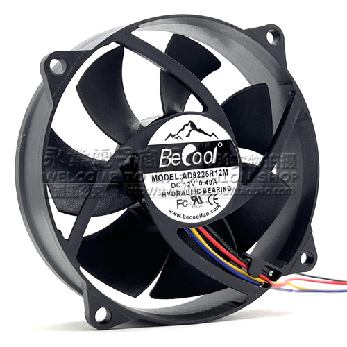 全新BECOOL AD9225R12M 12V 0.4A 9025 9CM圆形工控机CPU散热风扇