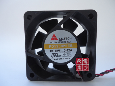 元山Y.S.TECH FD126025EB 高电流 6025 6cm 12V 0.42A 双滚珠风扇