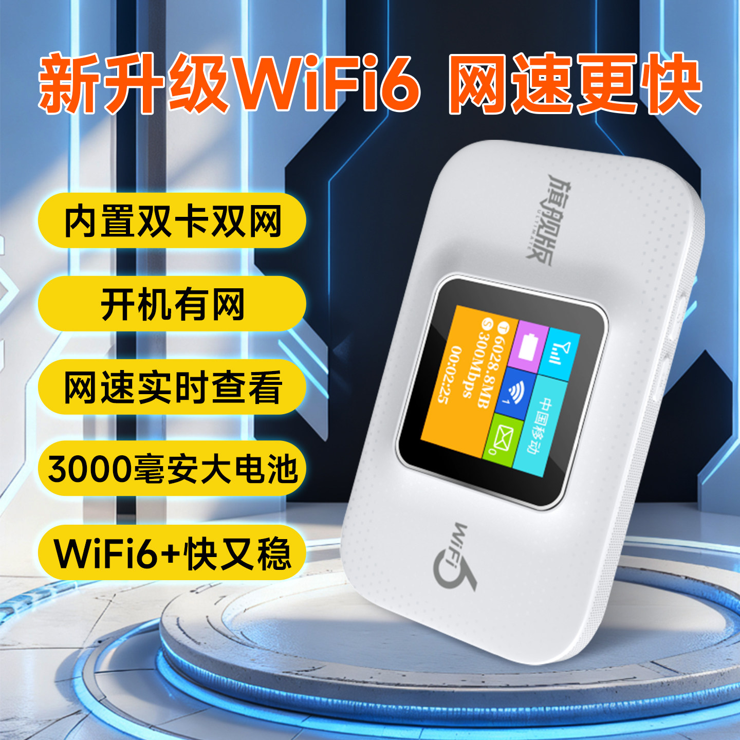 4G随身WIFI彩屏2025新款内置双卡切换无线路由器3000mA电池高速上网移动网络宽带Type-c充电口家用办公户外