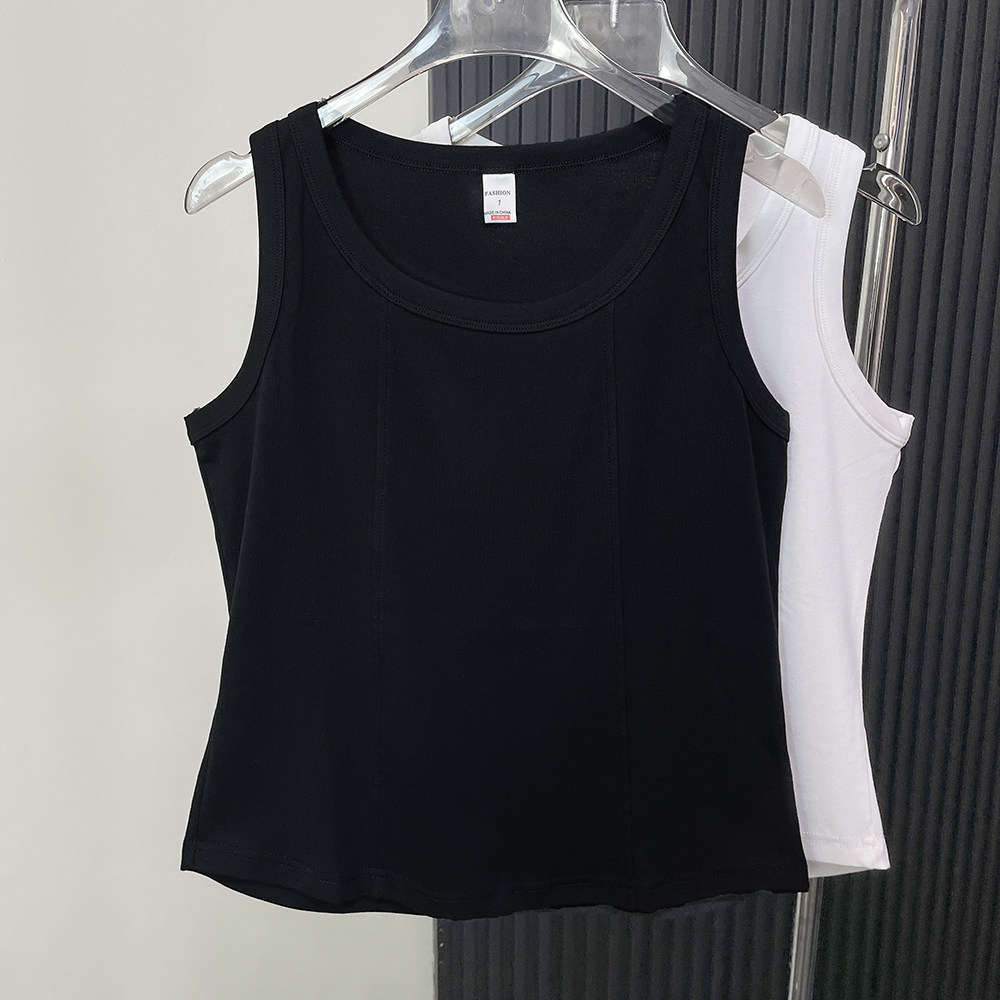 Fjwldy运动背心t恤女夏季新款大码外穿美式复古百搭无袖吊带上衣